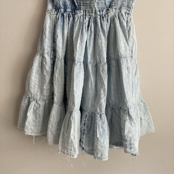 Free People Undone Mini Flutter Sleeve Dress Blue Small Raw Hemline Festival - Picture 10 of 11